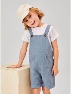 Toddler Boys 1pc Solid Pocket Front Cuffed Hem Overall Romper