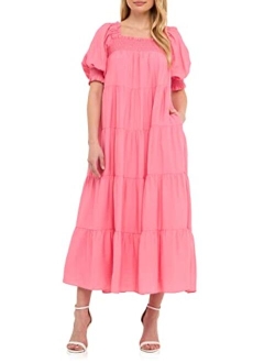 Women's Smocked Baby Doll Maxi Dress