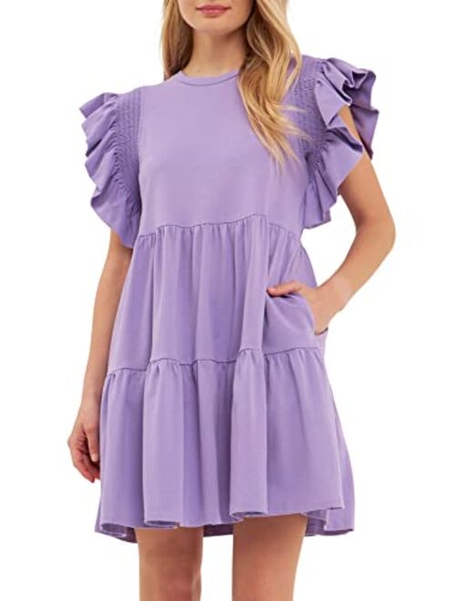 English Factory Knit Ruffled Mini Dress