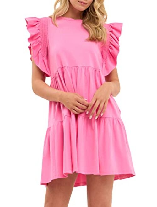 English Factory Knit Ruffled Mini Dress