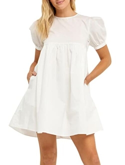 Women's Puff Sleeve Babydoll Dress