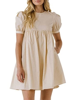 Women's Puff Sleeve Babydoll Dress