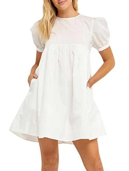 English Factory Women's Puff Sleeve Babydoll Dress