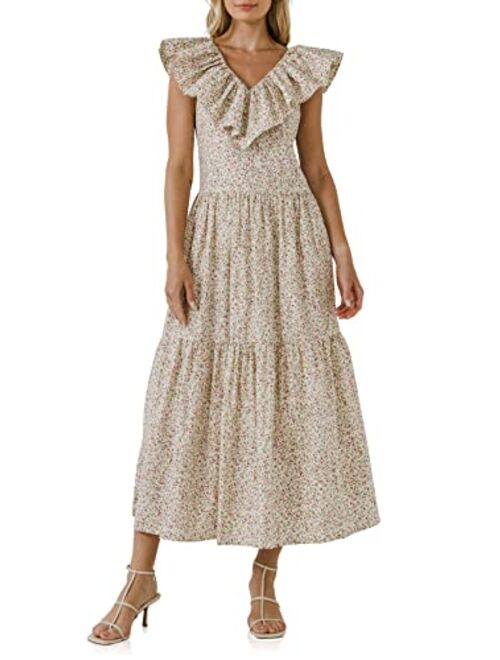 English Factory Women's Floral Ruffled Midi Dress