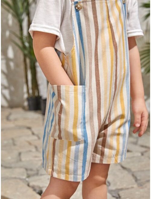 SHEIN Toddler Boys Block Striped Romper