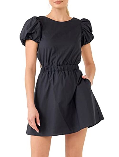 English Factory Cut-Out Poplin Mini Dress