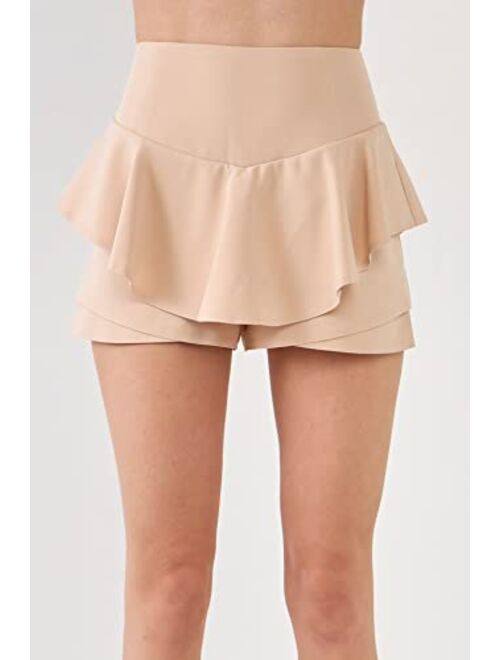 English Factory Women's Ruffle Layered Mini Skort