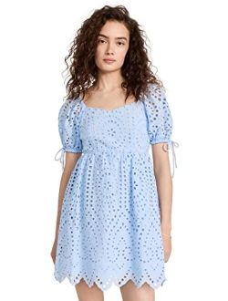 Women's Eyelet Scallop Edge Mini Dress