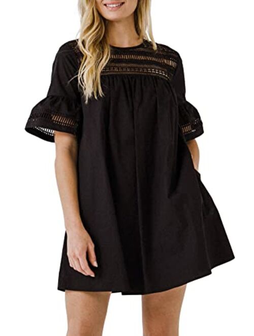 English Factory Lace Detail Mini Dress