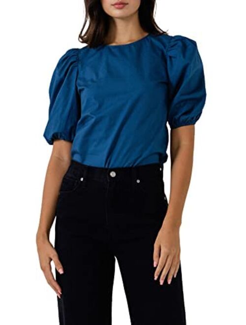 English Factory Poplin Puffed Sleeve Top