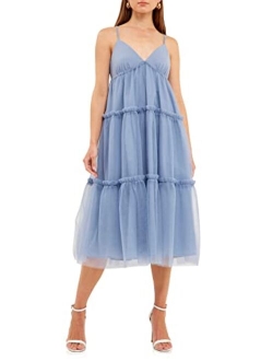 Tulle Contrast Midi Dress