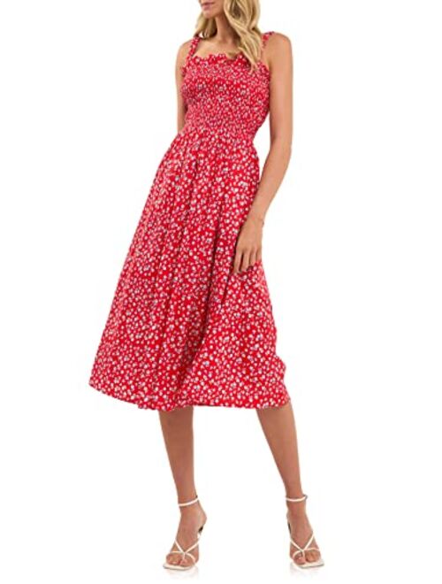 English Factory Women's Floral Print Smocked Dress