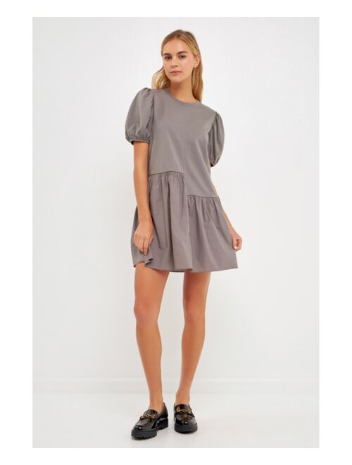 English Factory Knit Woven Mixed Dress