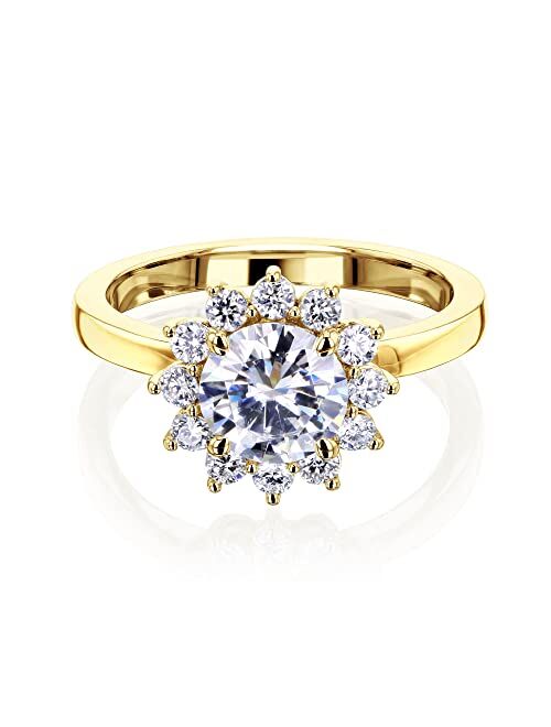 Kobelli Himawari Sunflower Moissanite (GH/VS) and Diamond Ring 14k Gold