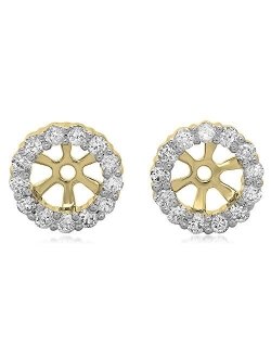 Collection 0.30 Carat (ctw) 14K Gold Round Diamond Removable Jackets for Stud Earrings 1/3 CT