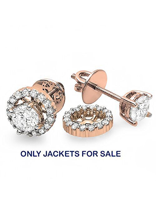 Dazzlingrock Collection 0.30 Carat (ctw) 14K Gold Round Diamond Removable Jackets for Stud Earrings 1/3 CT