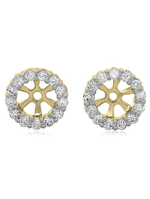 Dazzlingrock Collection 0.30 Carat (ctw) 14K Gold Round Diamond Removable Jackets for Stud Earrings 1/3 CT