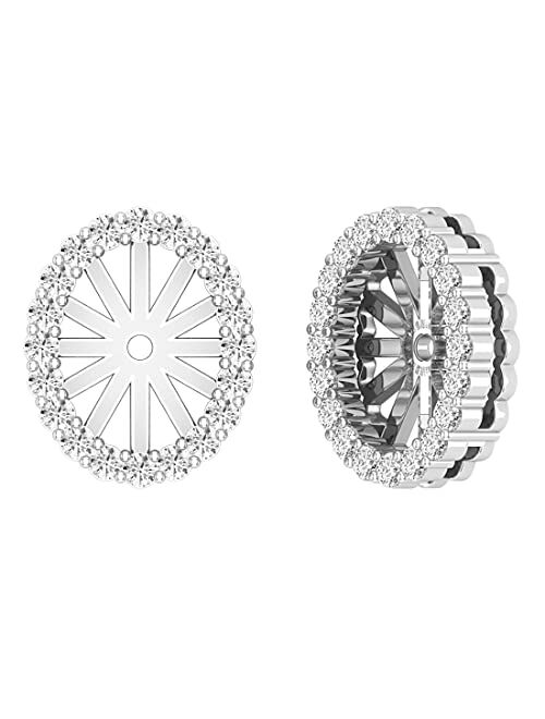 Dazzlingrock Collection Round White Diamond Oval Circular Shaped Removable Earring Jackets for Women in 925 Sterling Silver (Color I-J, Clarity I2-I3)