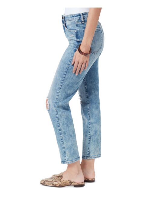 SAM EDELMAN High Rise Distressed Straight Leg Jeans