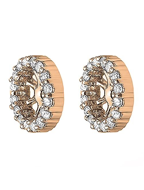 Dazzlingrock Collection 0.25 Carat (ctw) Round White Diamond Removable Jackets for Stud Earrings 1/4 CT, Available in Various Metal in 10K/14K/18K Gold