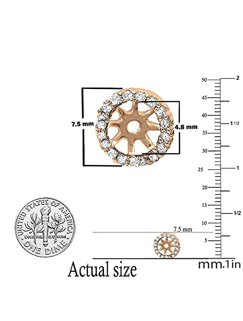 Dazzlingrock Collection 0.25 Carat (ctw) Round White Diamond Removable Jackets for Stud Earrings 1/4 CT, Available in Various Metal in 10K/14K/18K Gold