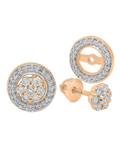 Dazzlingrock Collection 0.20 Carat (ctw) 10K Gold Round White Diamond Removable Jackets For Stud Earrings 1/5 CT