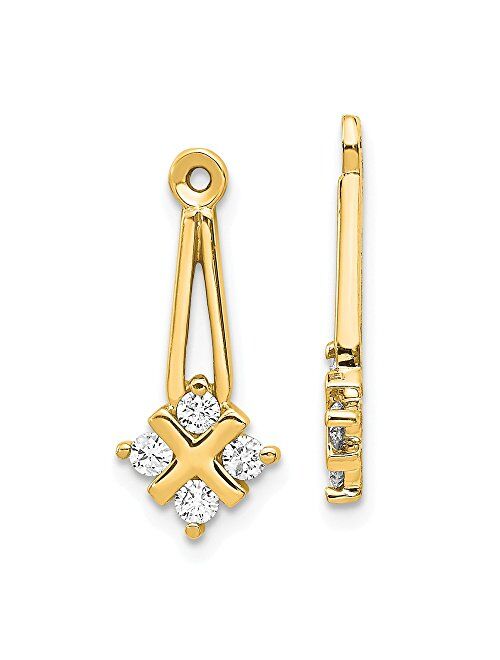 Sonia Jewels Solid 14k Yellow Gold A Dangle Cluster Diamond Earring Jacket - 20mm x 8mm (.28 cttw.)