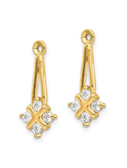 Sonia Jewels Solid 14k Yellow Gold A Dangle Cluster Diamond Earring Jacket - 20mm x 8mm (.28 cttw.)