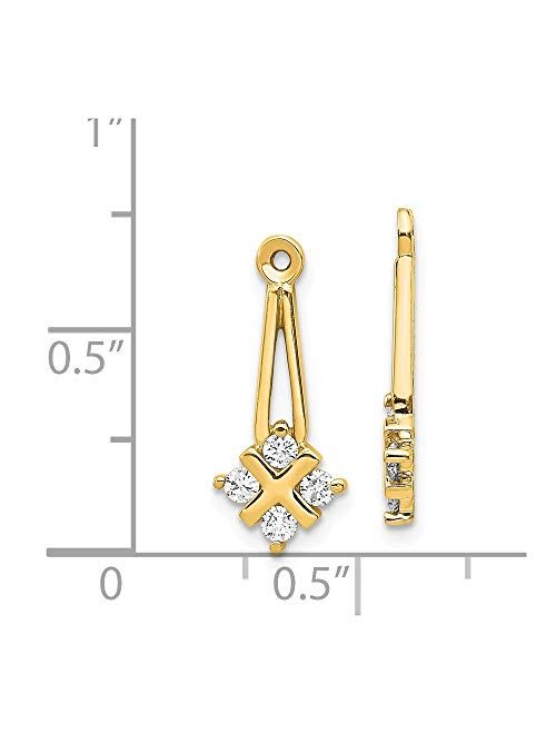 Sonia Jewels Solid 14k Yellow Gold A Dangle Cluster Diamond Earring Jacket - 20mm x 8mm (.28 cttw.)