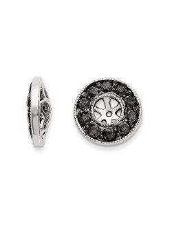 Sonia Jewels Solid 14k White Gold Black Diamond Earring Jacket Halos (3/4 cttw.) (9mm x 9mm)