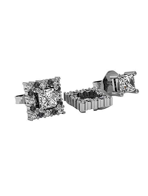 Dazzlingrock Collection 10K Square Shape Removable Jackets For Stud Earrings, White Gold