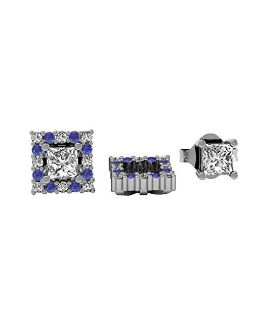 Dazzlingrock Collection 10K Square Shape Removable Jackets For Stud Earrings, White Gold