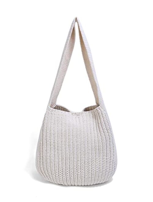 ENBEI Women's Shoulder Handbags Hand crocheted Bags large Shoulder Shopping Bag tote bag aesthetic canvas tote cute tote bags