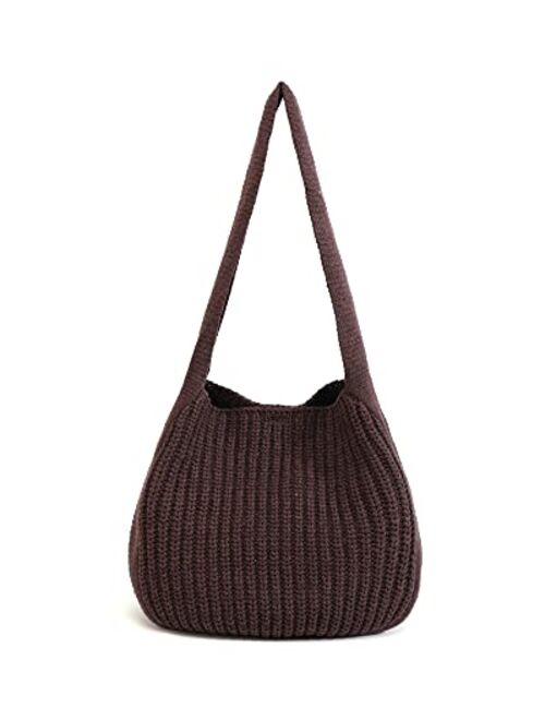 ENBEI Women's Shoulder Handbags Hand crocheted Bags large Shoulder Shopping Bag tote bag aesthetic canvas tote cute tote bags