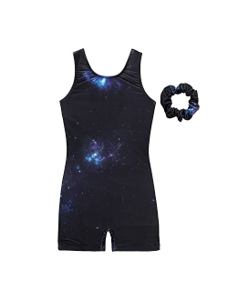 JESKIDS Leotards for Girls Gymnastics with Shorts Dance Biketards Tumbling Matching Hair Scrunchie 3-11 Years