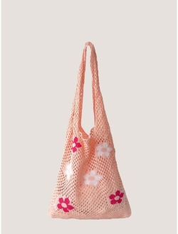 Floral Graphic Crochet Bag