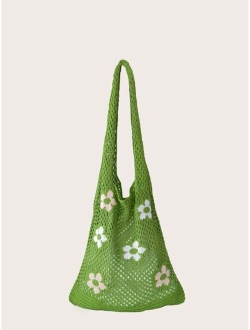 Floral Graphic Crochet Bag