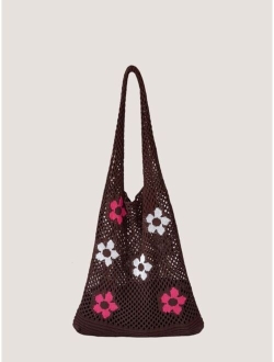 Floral Graphic Crochet Bag