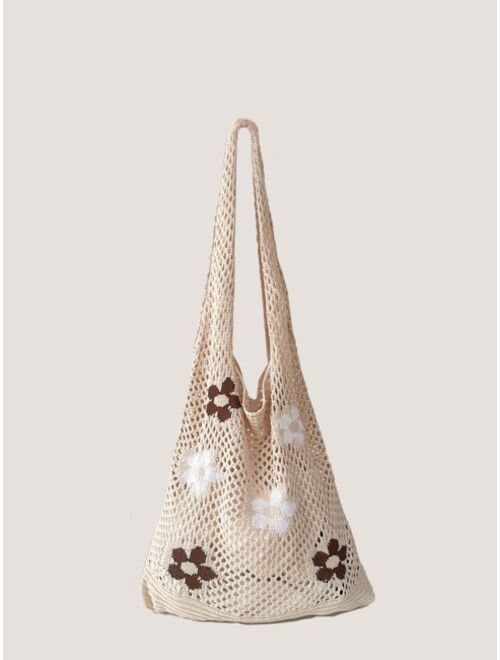 Shein Floral Graphic Crochet Bag