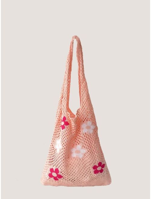 Shein Floral Graphic Crochet Bag