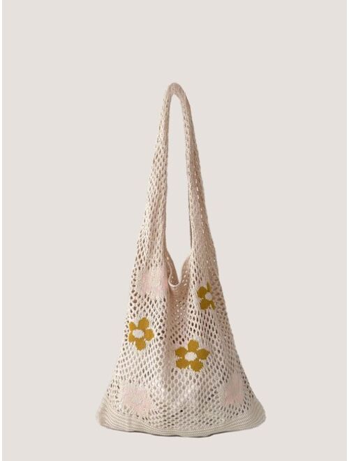 Shein Floral Graphic Crochet Bag