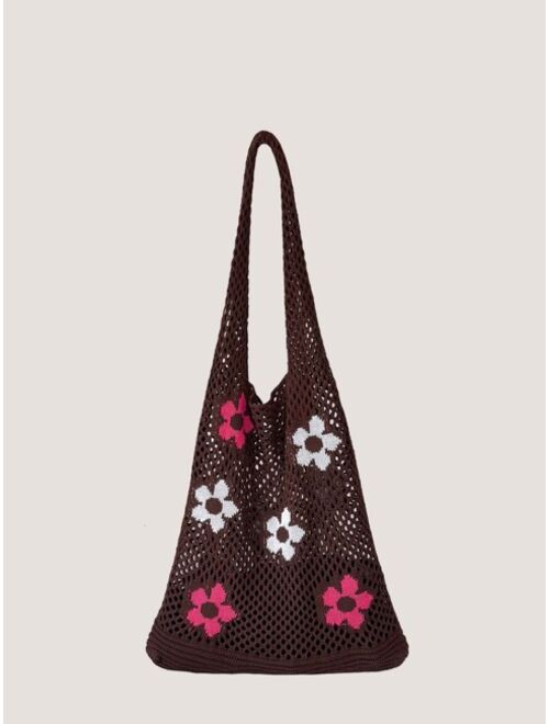 Shein Floral Graphic Crochet Bag