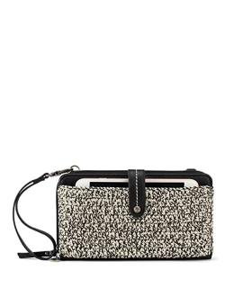 Iris Large Smartphone Crossbody Bag in Hand-Crochet & Faux Leather, Detachable Wristlet Strap