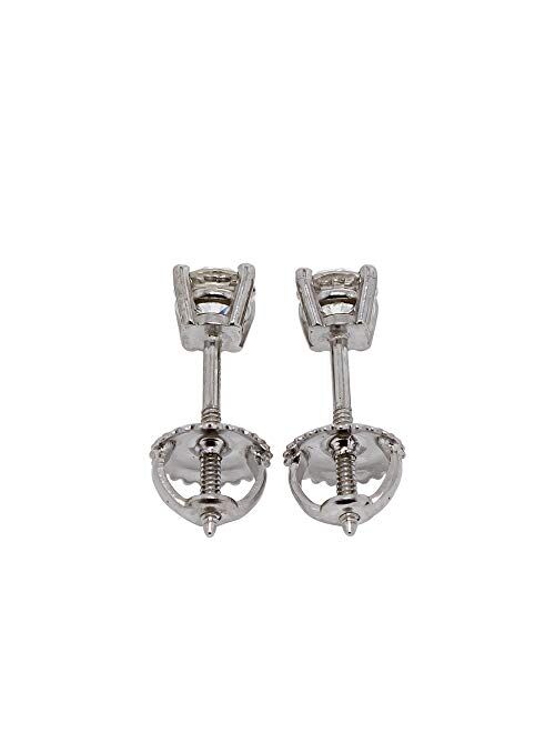 New World Diamonds IGI Certified 0.50 Carat Clear Lab-Created Diamond Stud Earrings 14k White Gold Womens Screw Back VS2-SI1