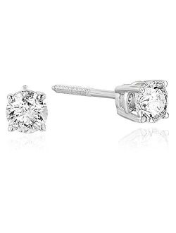 Vir Jewels 1/4 to 2 cttw SI2-I1 Certified Diamond Stud Earrings 14K White Gold Screw Backs