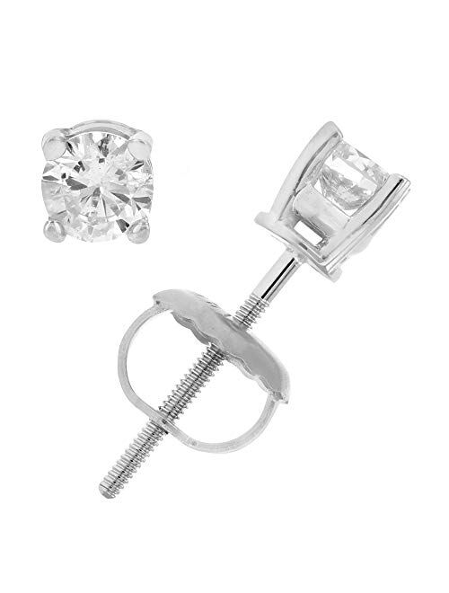 Vir Jewels 1/4 to 2 cttw SI2-I1 Certified Diamond Stud Earrings 14K White Gold Screw Backs