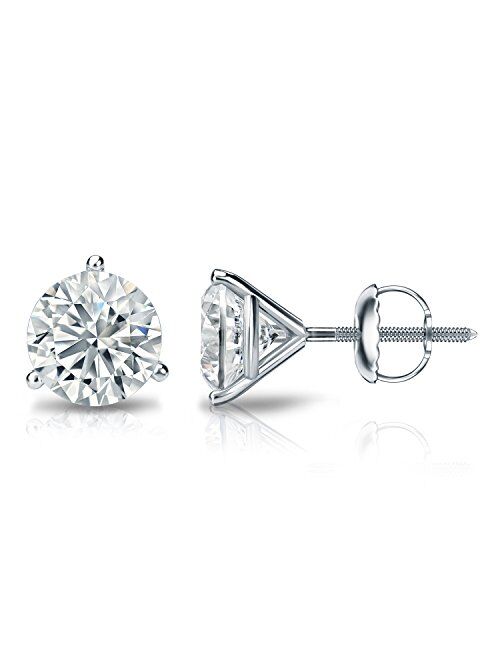 1/6 to 2 Carat Diamond Round Stud Earrings in 14k Gold (J-K, I1-I2, cttw) 3-Prong Martini Set with Screw Back by Diamond Wish