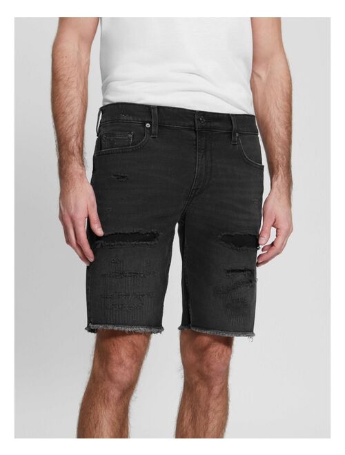 GUESS Men's Rip-and-Repair Regular Fit Denim Shorts