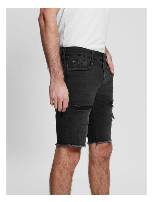 GUESS Men's Rip-and-Repair Regular Fit Denim Shorts