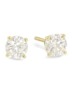 3/4 Carat Solitaire Diamond Stud Earrings Round Brilliant Shape 4 Prong Screw Back (J-K Color, I1 Clarity)